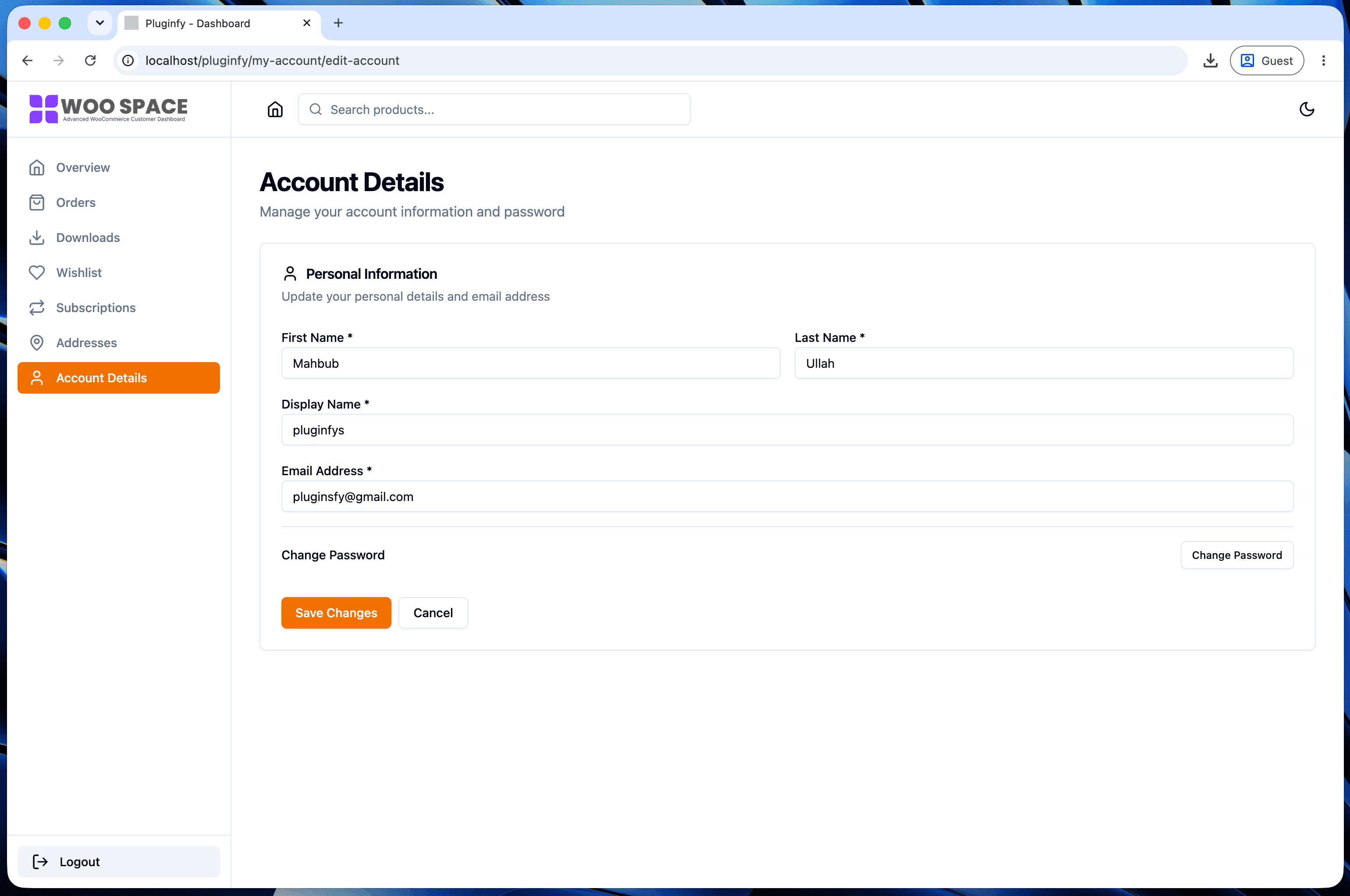 Account details