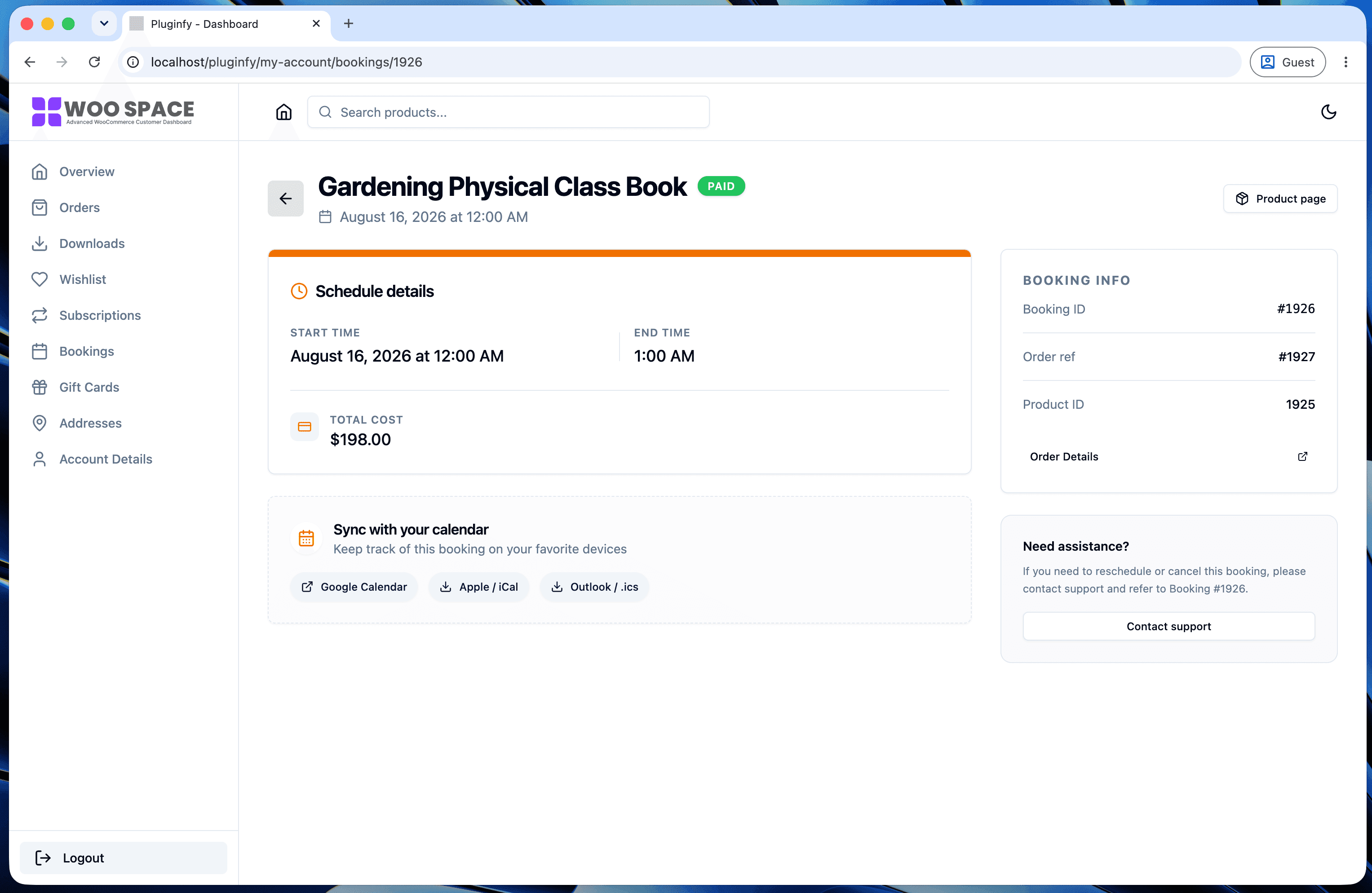 Booking detail